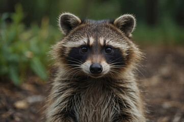 close up of a raccoon