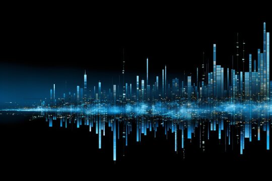 Data processing visualization on a vibrant blue background for enhanced presentation and readability