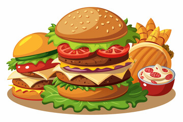 Hamburger, art vector illustration