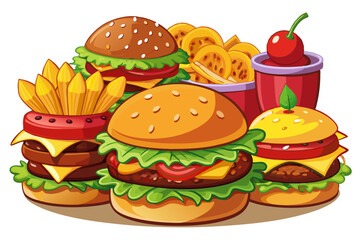 Hamburger, art vector illustration