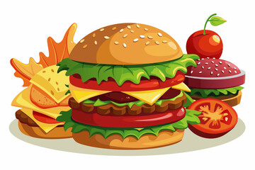 Hamburger, art vector illustration