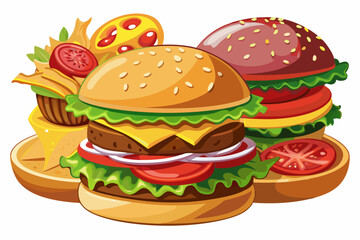 Hamburger, art vector illustration