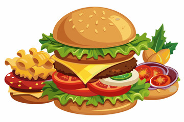 Hamburger, art vector illustration