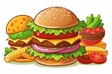Hamburger, art vector illustration