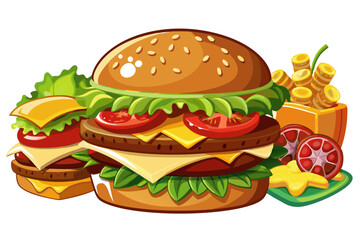 Hamburger, art vector illustration