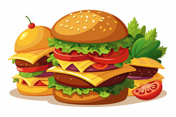 Hamburger, art vector illustration