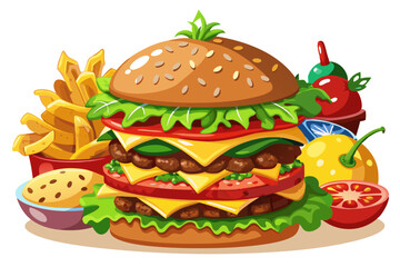 Hamburger, art vector illustration