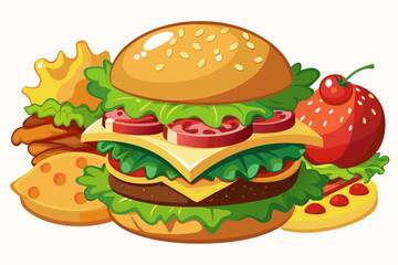 Hamburger, art vector illustration