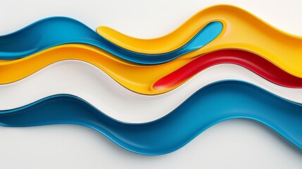 A colorful abstract painting with a wave-like pattern