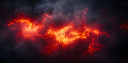 Fire background with space for design. Toned fiery red sky with flame effect.