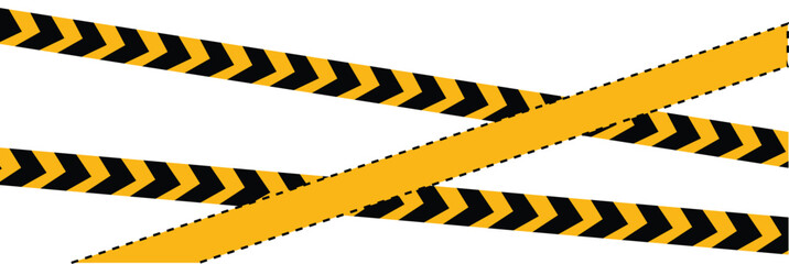 Danger, caution and warning tapes. Black and yellow police stripe border. Crossed caution tape set, Yellow and black warning stripes, hazard, Repeated construction, danger sellotapes. Eps file 103.