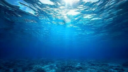 Underwater scene with sunlight filtering through water, creating a serene atmosphere.
