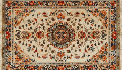 Obraz premium An Intricate Floral Patterned Persian Rug Design Crafted with Timeless Artistry and Elegance