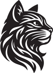 White and black silhouette vector Which is Graphics aliment . Cat head, Tiger head logo , Dear , Burger, 