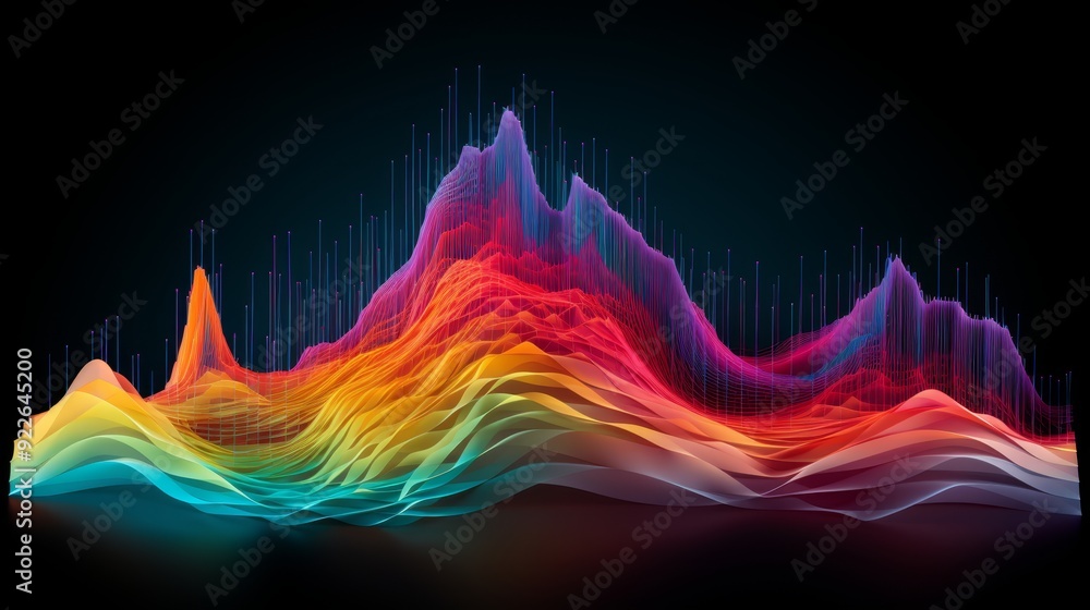 Poster display of sound wave movement depicted on an indicator panel for visualization purposes