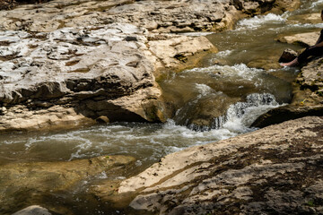 water flowing over rocks