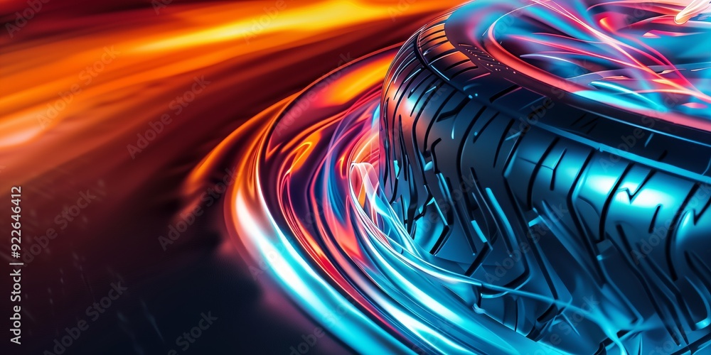 Poster abstract background with car tire protector and abstract patterns with smooth lines and soft gradien