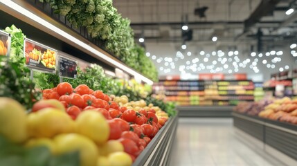 Fresh Produce Aisle in a Modern Grocery Store
