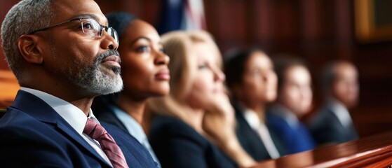 Obraz premium Diverse Group of Jurors in a Courtroom Setting