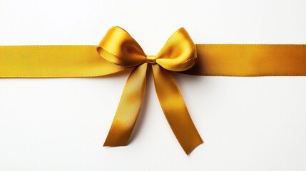 Fototapeta premium Golden Ribbon Bow on White Background