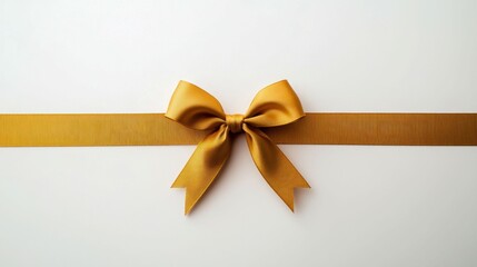 Golden Ribbon Bow on White Background