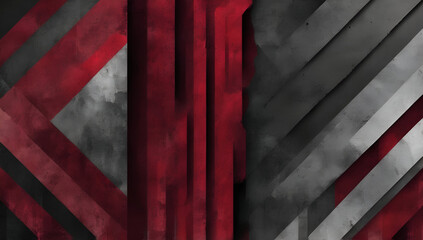 Fototapeta premium Abstract geometric grunge banner with dark red and gray stripes, old wall texture, and tech vector background, Generative AI 