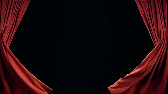 Performers are getting ready backstage in a theater, preparing for an evening rehearsal under red curtains.