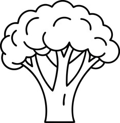 Simple Black and White Broccoli Outline Drawing Illustration