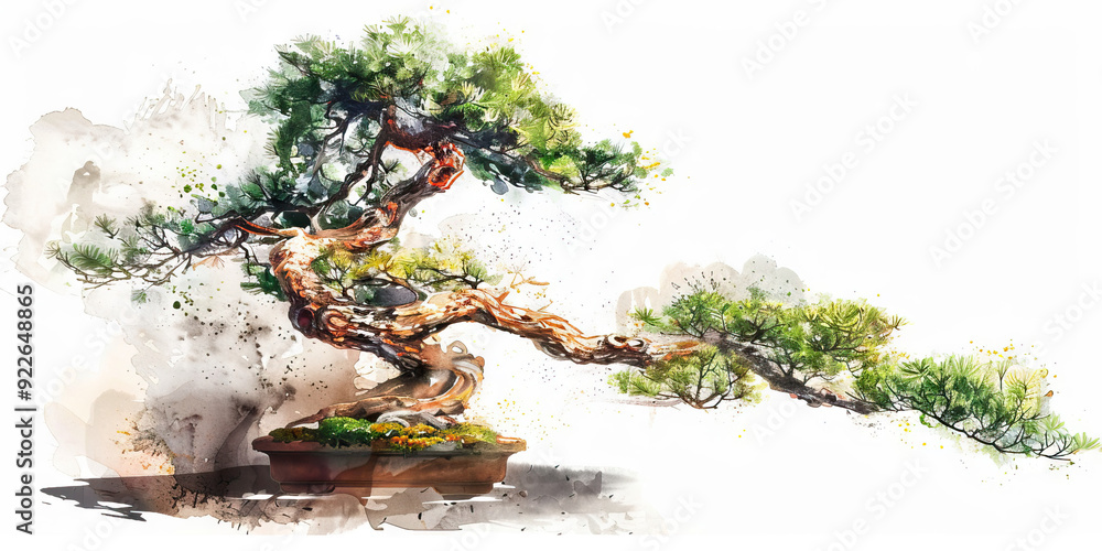 Poster bonsai tree showing elegant branch structure