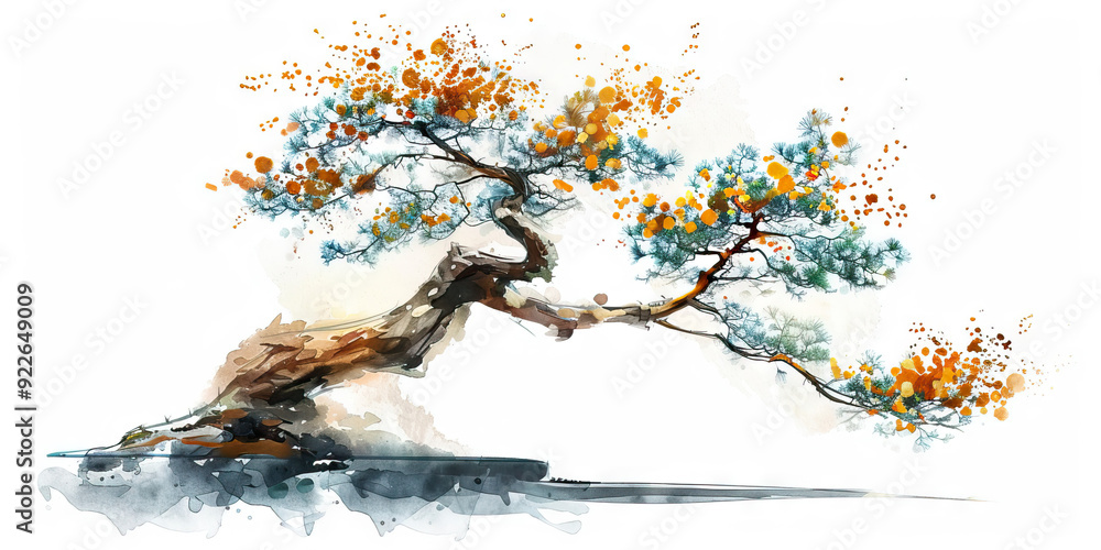 Poster bonsai tree showing elegant branch structure