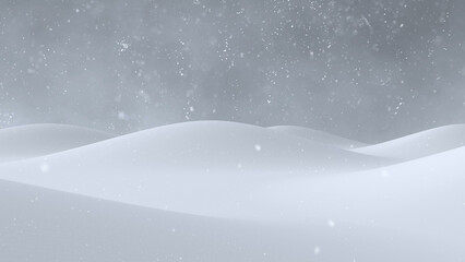 Winter frozen snowy snow bumps landscape with copy space background and snowflakes illustration.	