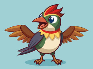 Waxwing Bird Various Poses Sequence Cartoon Vector Character
