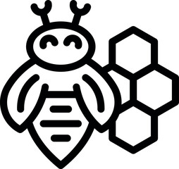 Simple icon of a bee next to a honeycomb, evoking the world of beekeeping