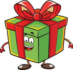 gift box with red ribbon vector art illustration