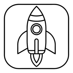 Cartoon rocket ship app icon with a white background   