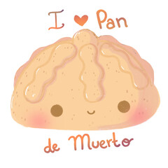 Amo el pan de muerto ilustración sin fondo