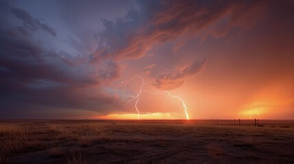 Colorful Cosmic Nebula With Lightning and Stars
