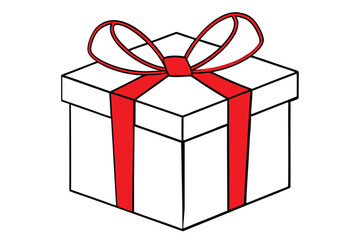 gift box with red ribbon vector art illustration
