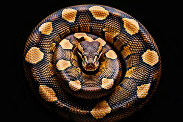 Obraz premium Close-up of a Coiled Ball Python
