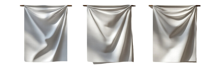 Three Flowing White Banners - Mockup for Design