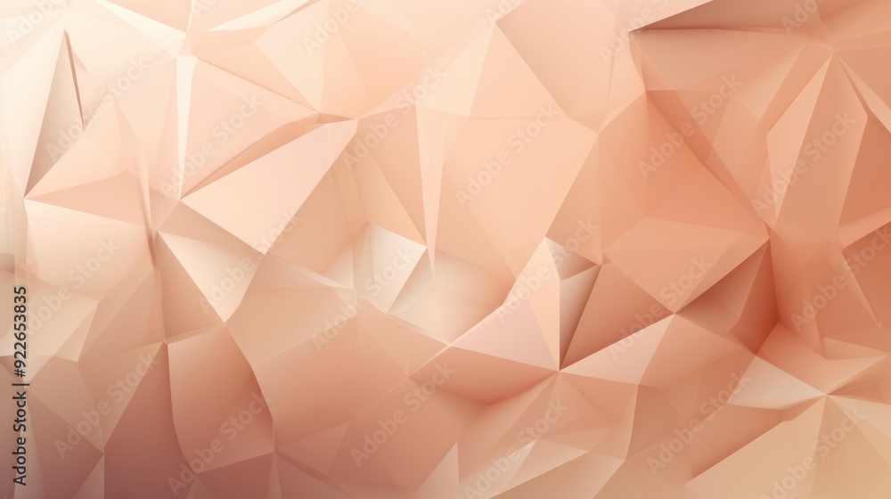 Poster geometric abstract background with soft pink and peach tones, featuring polygonal shapes and a low-p