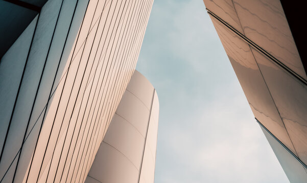 walls of a modern building against a blue sky