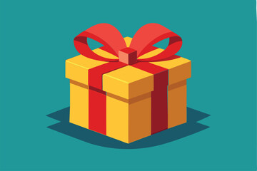 Obraz premium gift box with red ribbon vector art illustration