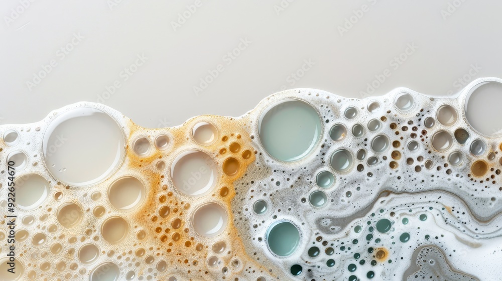Poster the image is a close up of a large number of small bubbles