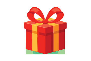 gift box with red ribbon vector art illustration