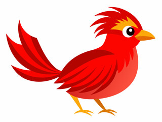 Illustration à plat d’oiseau rouge sur le blanc 