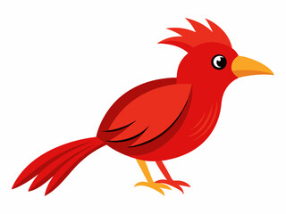 Illustration à plat d’oiseau rouge sur le blanc 