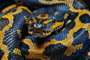 Fototapeta premium Close-Up of a Black and Yellow Snake
