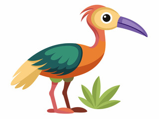 Icône ibis de la forêt vectorielle. Illustration d’espèces menacées. Mignon animal éteint isolé sur fond blanc. Drôle d’illustration d’oiseau sauvage pour les enfants. Concept de protection de la natu