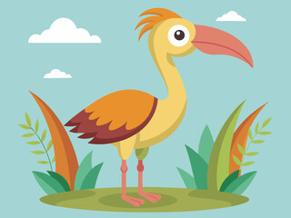 Icône ibis de la forêt vectorielle. Illustration d’espèces menacées. Mignon animal éteint isolé sur fond blanc. Drôle d’illustration d’oiseau sauvage pour les enfants. Concept de protection de la natu